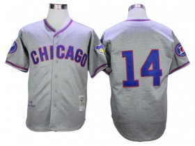 Chicago Cubs #14 Ernie Banks Gray 1968 Throwback Jersey