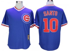 Chicago Cubs #10 Ron Santo Blue Throwback Jersey