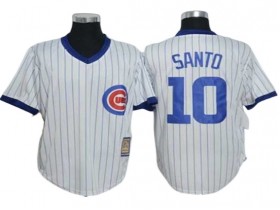 Chicago Cubs #10 Ron Santo White Cooperstown Collection Throwback Jersey