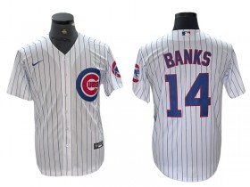 Chicago Cubs #14 Ernie Banks White Cool Base Jersey