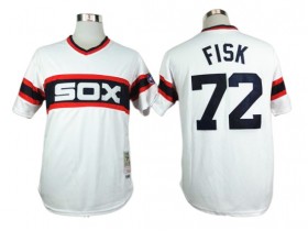 Chicago White Sox #72 Carlton Fisk White 1983 Throwback Jersey