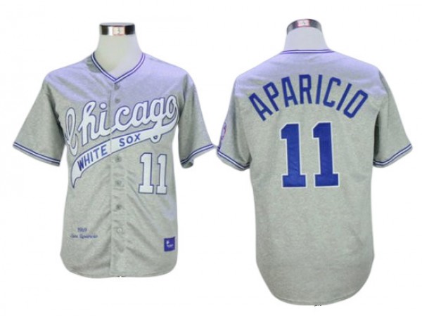 Chicago White Sox #11 Luis Aparicio Gray Throwback Jersey