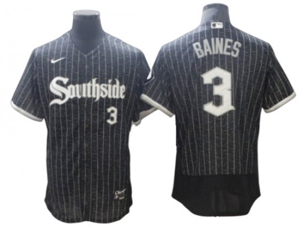 Chicago White Sox #3 Harold Baines Black City Connect Flex Base Jersey