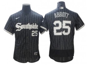 Chicago White Sox #25 Jim Abbott Black City Connect Cool Base Jersey