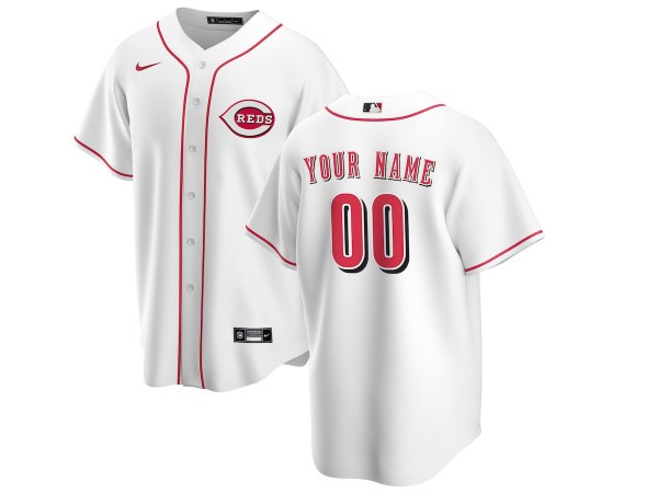 Custom Cincinnati Reds Cool Base Jersey - White/Red/Gray