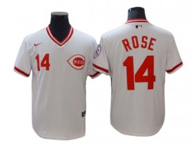 Cincinnati Reds #14 Pete Rose White Home Cooperstown Collection Jersey