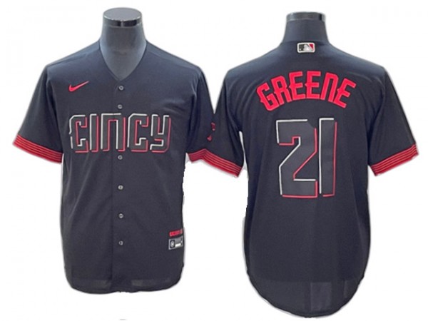 Cincinnati Reds #21 Hunter Greene Black 2023 City Connect Jersey