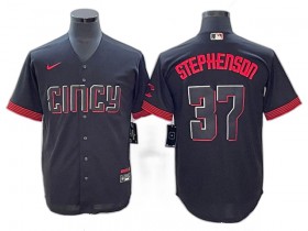 Cincinnati Reds #37 Tyler Stephenson Black 2023 City Connect Jersey