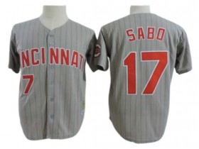 Cincinnati Reds #17 Chris Sabo Gray Pinstripe Throwback Jersey