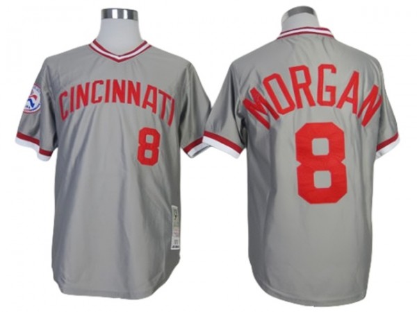 Cincinnati Reds #8 Joe Morgan Gray 1976 Throwback Jersey