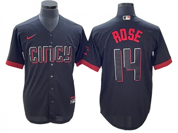 Cincinnati Reds #14 Pete Rose Black 2023 City Connect Jersey