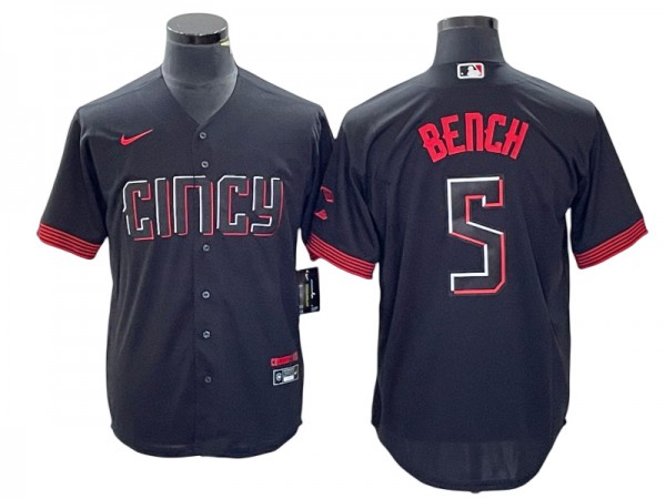 Cincinnati Reds #5 Johnny Bench Black 2023 City Connect Jersey