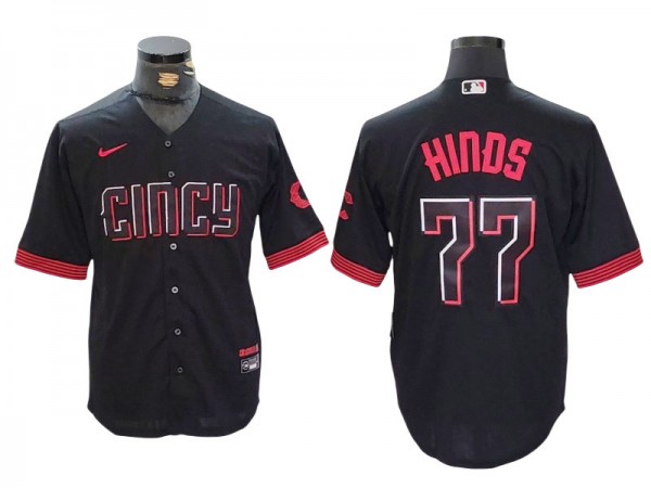 Cincinnati Reds #77 Rece Hinds Black 2023 City Connect Jersey