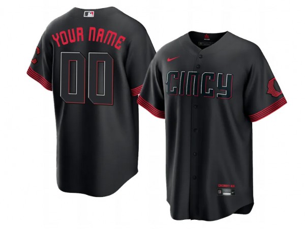 Custom Cincinnati Reds Black 2023 City Connect Jersey