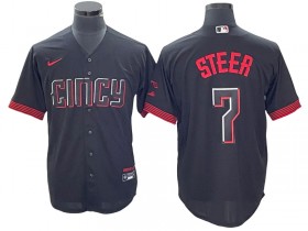 Cincinnati Reds #7 Spencer Steer Black 2023 City Connect Jersey