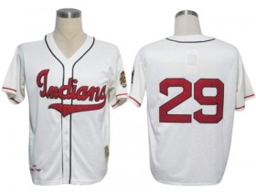 Cleveland Indians #29 Satchel Paige White Throwback Jersey