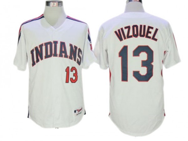 Cleveland Indians #13 Omar Vizquel White 1993 Throwback Jersey