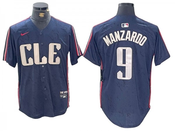 Cleveland Guardians #9 Kyle Manzardo Navy 2024 City Connect Limited Jersey