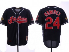 Cleveland Indians #24 Manny Ramirez Navy 1995 World Series Cooperstown Collection Cool Base Jersey