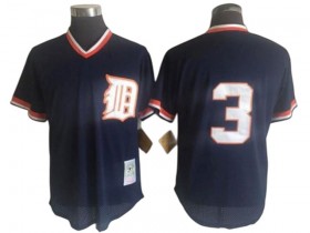 Detroit Tigers #3 Alan Trammell Navy 1984 Cooperstown Mesh Batting Practice Jersey