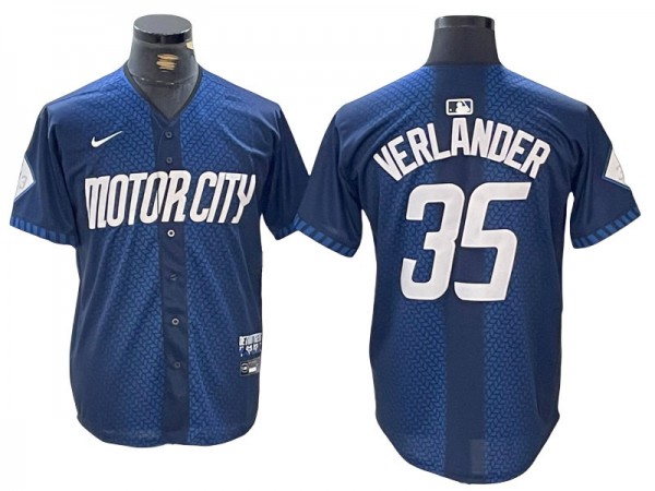 Detroit Tigers #35 Justin Verlander Navy 2024 City Connect Limited Jersey