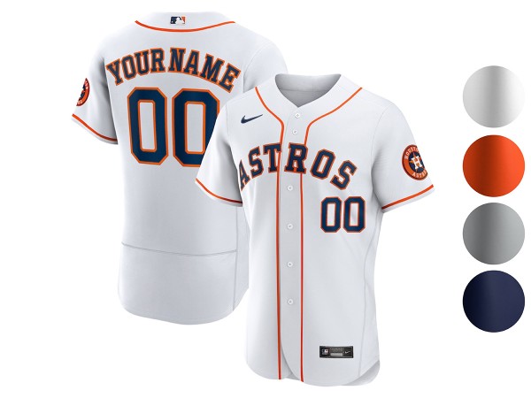 Custom Houston Astros Flex Base Jersey - Orange/White/Gray/Navy 