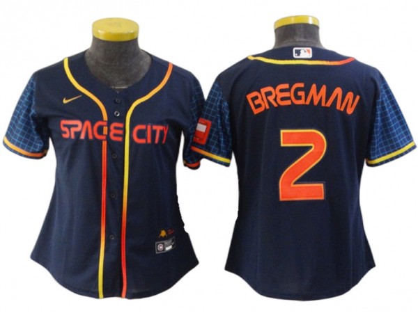 Women's Houston Astros #2 Alex Bregman Navy 2022 City Connect Cool Base Jersey