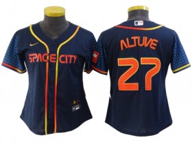 Women's Houston Astros #27 Jose Altuve Navy 2022 City Connect Cool Base Jersey