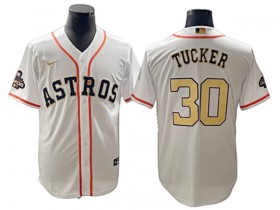 Houston Astros #30 Kyle Tucker White/Gold 2023 Gold Collection Jersey