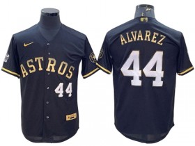 Houston Astros #44 Yordan Álvarez Black Gold w/World Series Patch Jersey