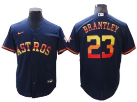 Houston Astros #23 Michael Brantley Navy Rainbow Cool Base Jersey