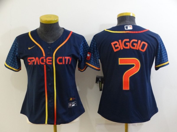 Women's Houston Astros #7 Craig Biggio Navy 2022 City Connect Jersey