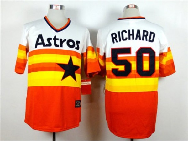 Houston Astros #50 J.R. Richard Orange Cooperstown Collection Throwback Jersey