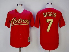 Houston Astros #7 Craig Biggio Red Gold Cooperstown Collection Jersey