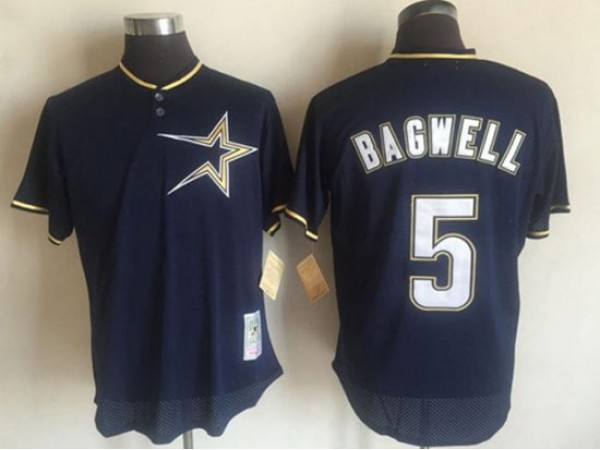 Houston Astros #5 Jeff Bagwell Navy Cooperstown Mesh Batting Practice Jersey