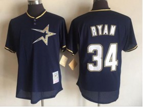 Houston Astros #34 Nolan Ryan Navy Cooperstown Mesh Batting Practice Jersey