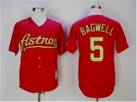 Houston Astros #5 Jeff Bagwell Red Gold Cooperstown Collection Jersey