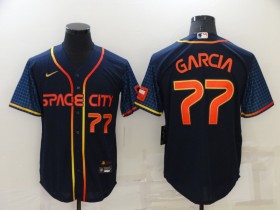 Houston Astros #77 Luis Garcia Navy 2022 City Connect Cool Base Jersey