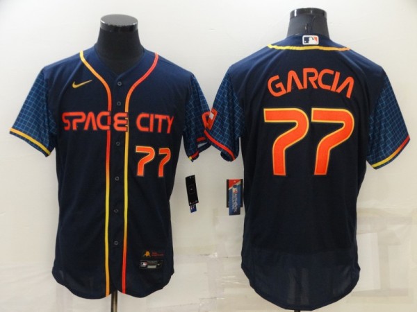 Houston Astros #77 Luis Garcia Navy 2022 City Connect Flex Base Jersey