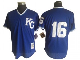 Kansas City Royals #16 Bo Jackson Blue 1989 Cooperstown Batting Mesh Practice Throwback Jersey