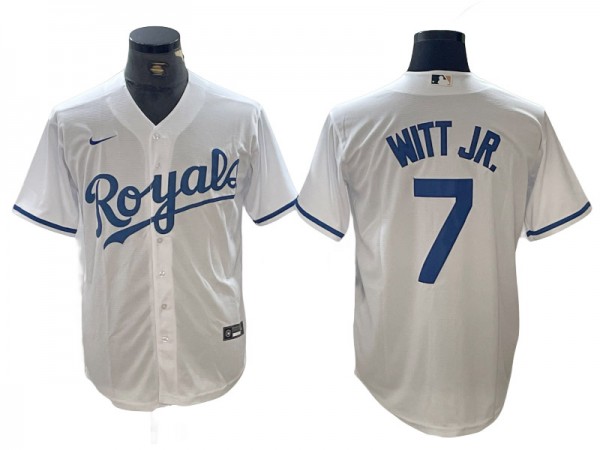 Kansas City Royals #7 Bobby Witt Jr. White Cool Base Jersey