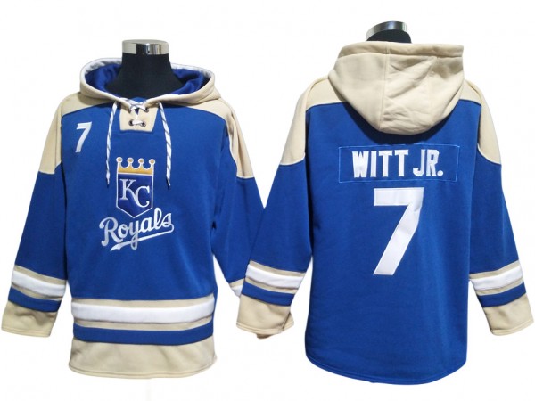 Kansas City Royals #7 Bobby Witt Jr. Blue Pullover Hoodie