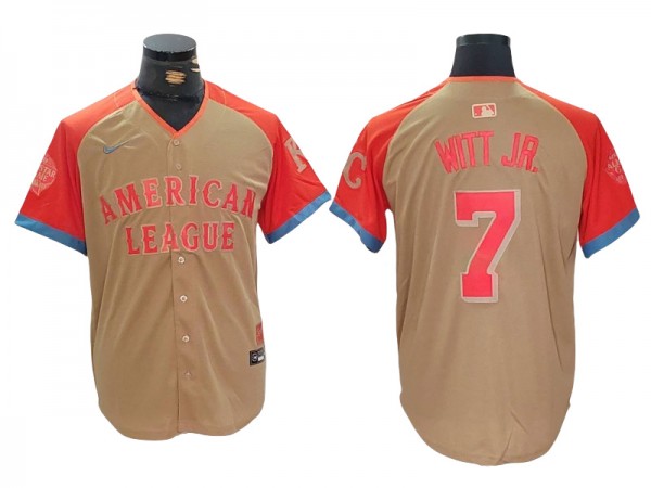 American League #7 Bobby Witt Jr. Cream 2024 MLB All-Star Game Limited Jersey