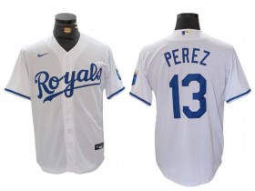 Kansas City Royals #13 Salvador Perez White Home Cool Base Jersey