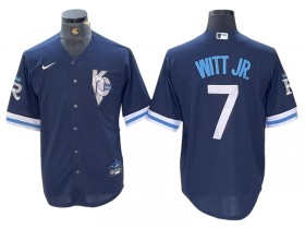 Kansas City Royals #7 Bobby Witt Jr. Navy City Connect Cool Base Jersey