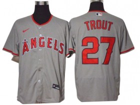 Los Angeles Angels #27 Mike Trout Gray Road Flex Base Jersey