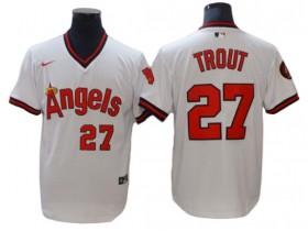 Los Angeles Angels #27 Mike Trout White Cooperstown Collection Jersey