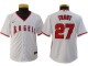 Youth Los Angeles Angels #27 Mike Trout Cool Base Jersey - Red/White/Cream