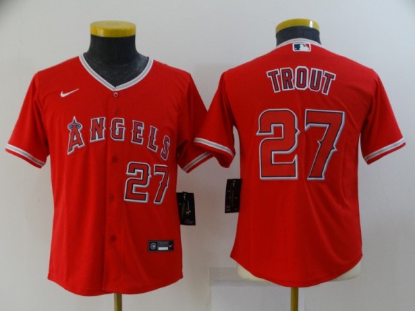 Los Angeles Angels #27 Mike Trout Red Alternate Cool Base Jersey