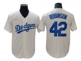 Los Angeles Dodgers #42 Jackie Robinson Cream Cooperstown Collection Cool Base Jersey